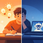 Student using AI chatbot while studying at desk